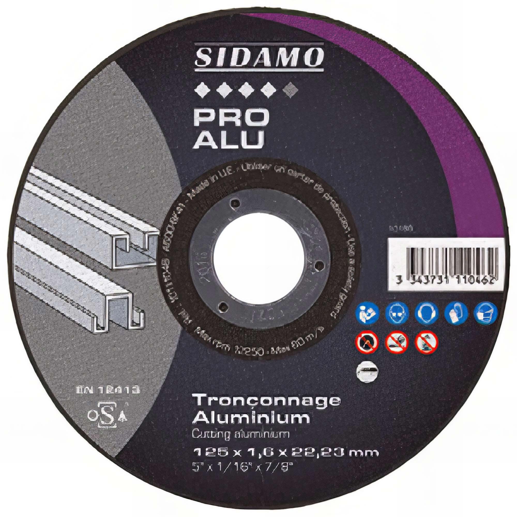 Disque à tronçonner PRO ALU D. 125 x 1,​6 x Al. 22,​23 mm - Aluminium - 10111046 - Sidamo
