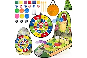 unanscre Inflatable Cornhole and Dinosaur Ring Toss