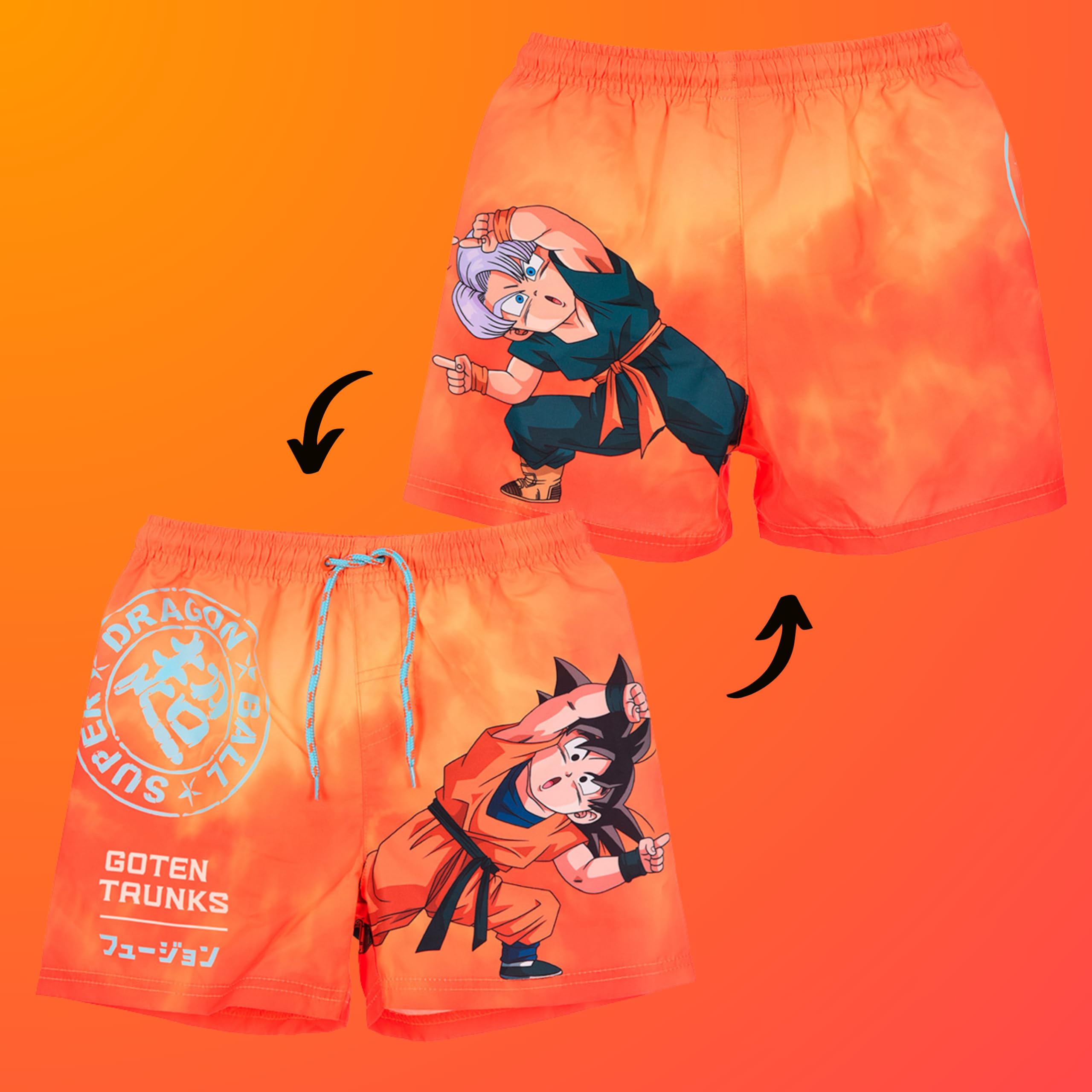 Dragon Ball Z Shorts de Bain Garçon, Maillot de Bain Bermudas pour Enfant, Tailles 4 à 12 Ans