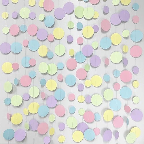 Miniatura 15 de Guirnalda de 46 pies de puntos circulares azul marino, negro y plateado, serpentina de lunares azul real y negro para cumpleaños, graduaciones