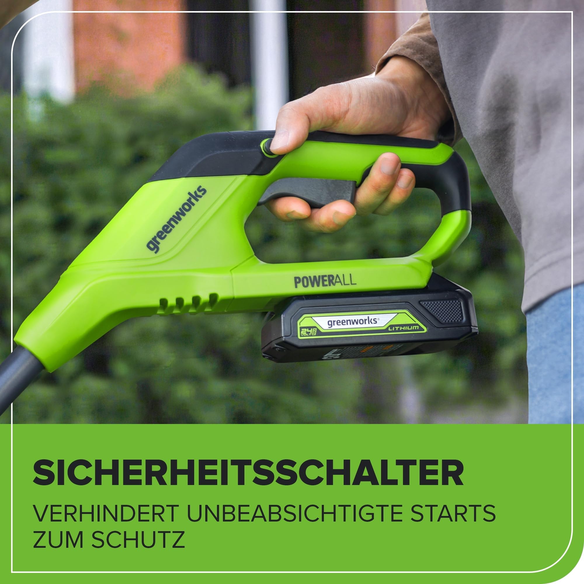 Greenworks 24V Akku Rasentrimmer für kleine bis mittlere Gärten, 25 cm Schnittbreite, inkl. 20 Kunststoffklingen ohne Akku & Ladegerät, 3 Jahre Produkt Garantie, Grün