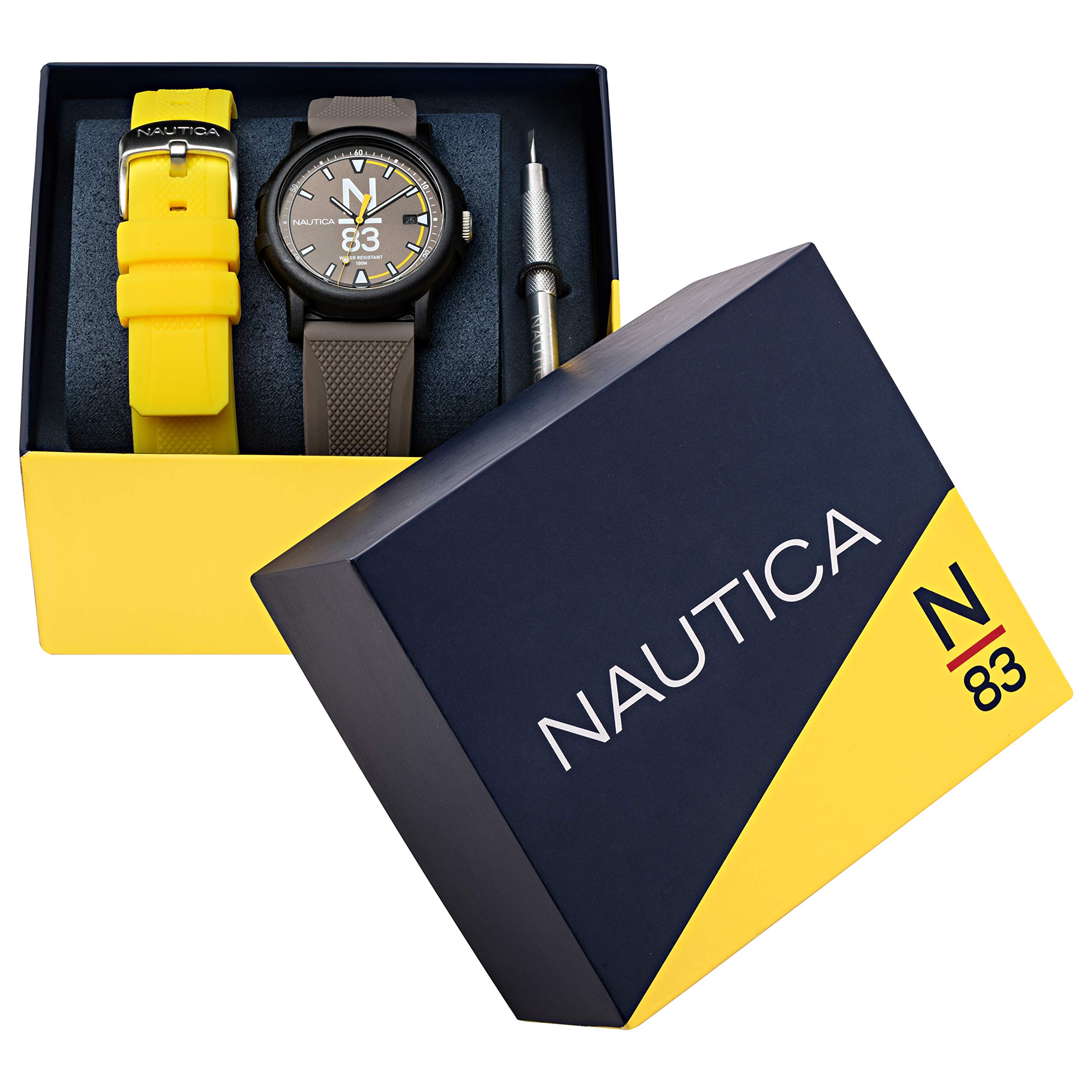 Nautica Men's Quartz Silicone Strap, Gray, 20 Casual Watch (Model: NAPEPS107)
