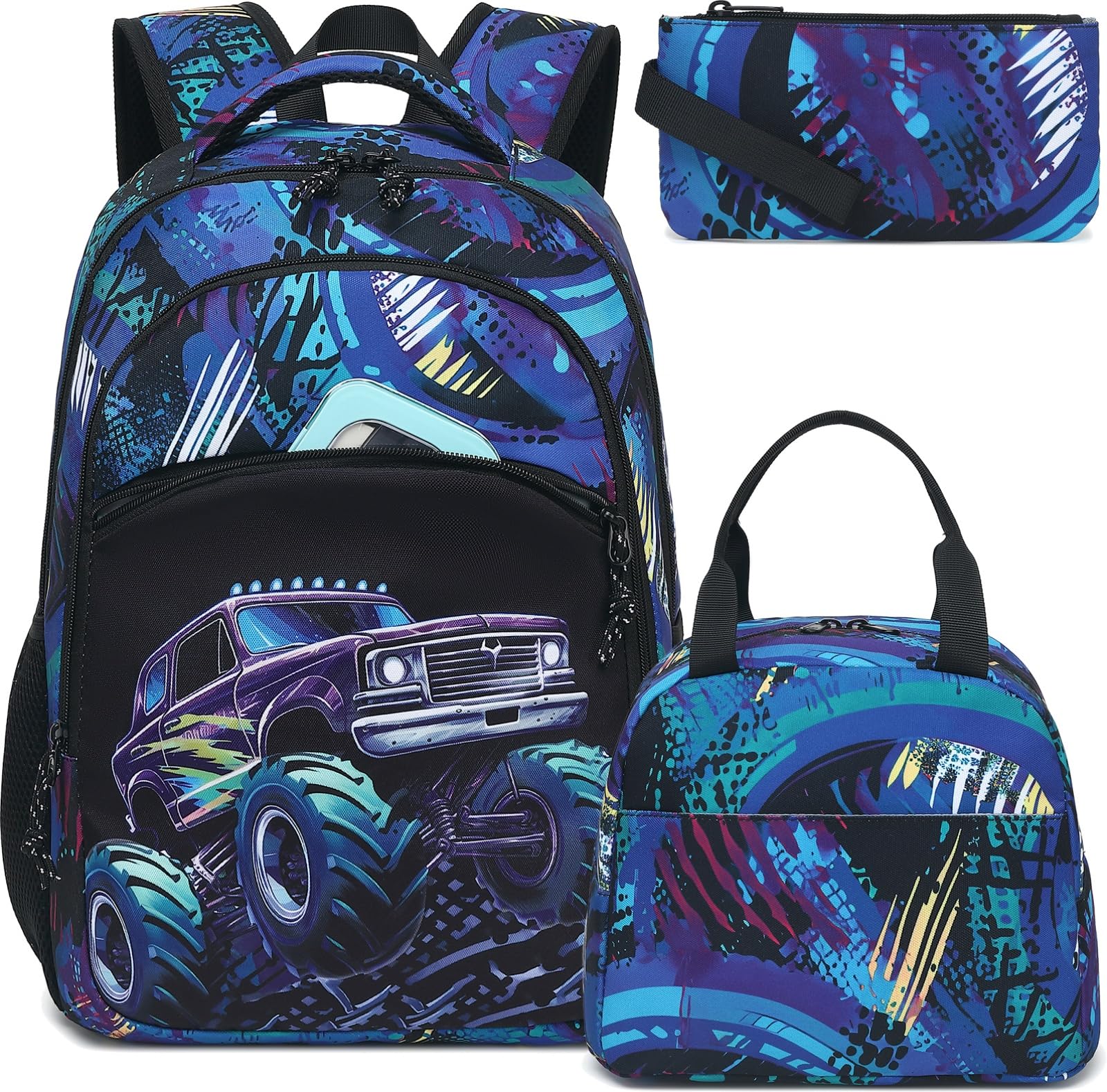 BTOOPKids Backpack for School Boys Girls Space Preschool Bookbag with Lunch Box Pencil Case Set Toddler Kindergarten School Bag