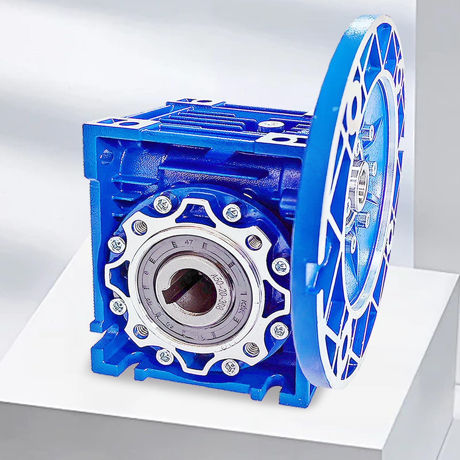 KAUNBAST NMRV050 Worm Gear Reducer Speed Ratio 15:1 80B14 Flange Worm Gearbox-19 mm Input 25 mm Output, Low Noise Gear Reduction Box for Packaging, Automation & Transmission Equipment