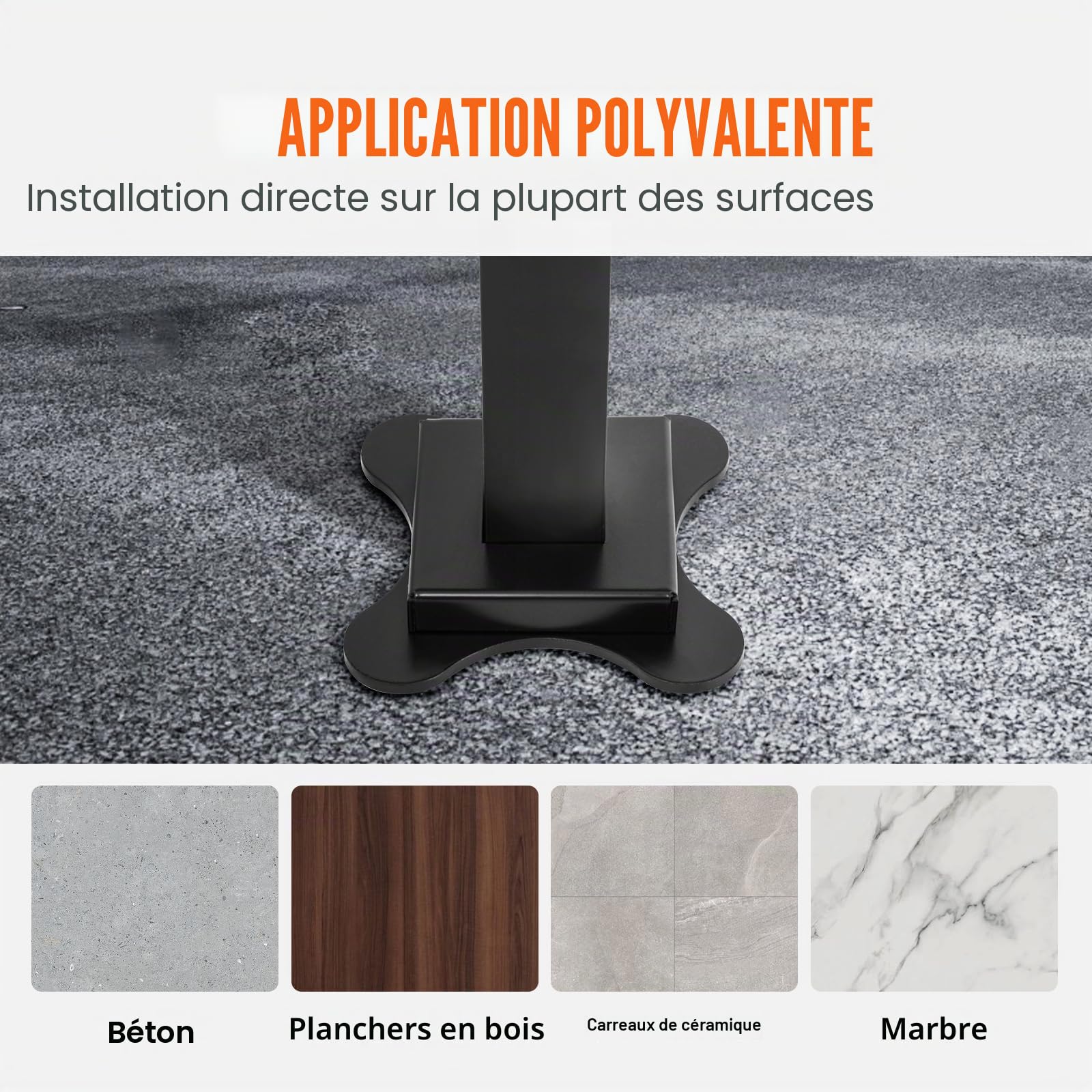 VEVOR Main Courante Escalier 91x89,5 cm Rampe Aluminium Réglable 0-30° Rambarde 2-3 Marches Garde-Corps Capacité 75 kg Épaisseur Tube 2 mm Base 13,2x13,2x0,5 cm pour Jardin Extérieur Maison Bâtiment