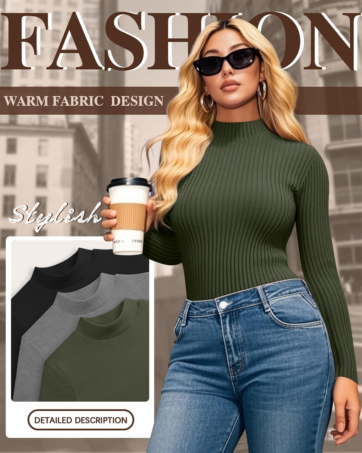 3 Pack Women's Plus Size Thermal Shirts Cotton Ribbed Long Sleeve T Shirts Mock Turtleneck Tops Base Layer Tee