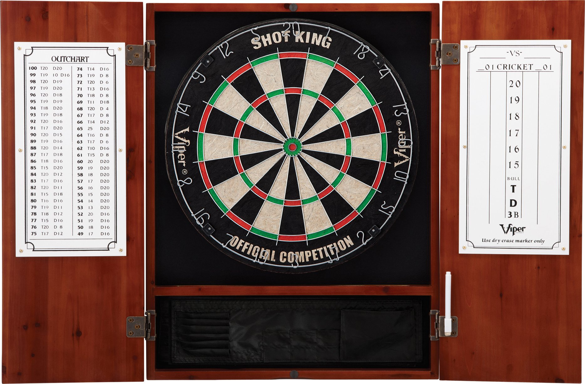 Viper by GLD Products Metropolitan Solid Wood Cabinet & Sisal/Bristle Dartboard Play-Ready Bundle