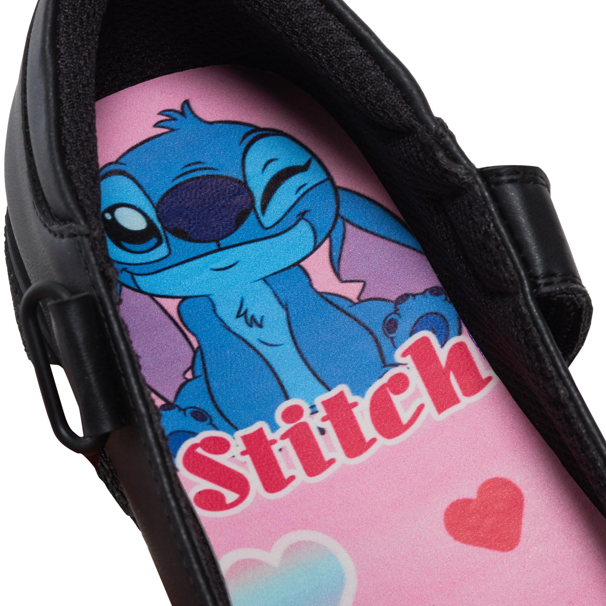 Disney Zapatos Escolares para niñas Stitch, Zapatos Mocasines Negros con Suela Resistente y fácil de Sujetar