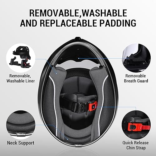 Miniatura 4 de TRIANGLE Cascos de motocicleta para niños Cascos de cara completa para jóvenes, ligeros, con 2 visores, aprobados por DOT