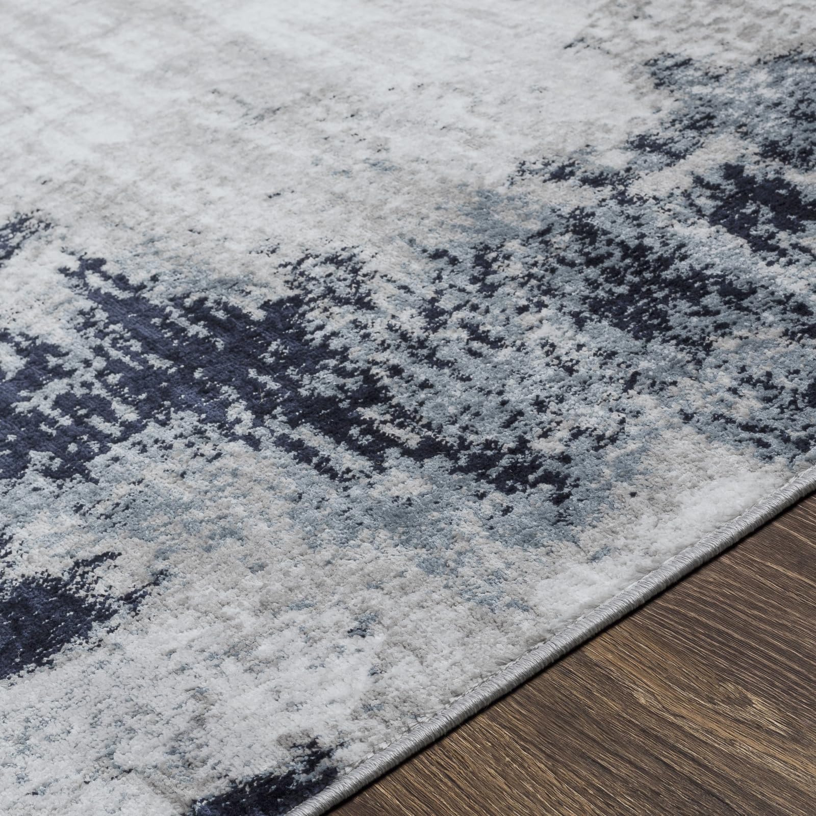 Livabliss Giulia Astratto Rectangle Tappeto | Azzurro cielo, Azzurro inchiostro, Carbone | 120x170cm | Soggiorno e Camera da Letto | Tessuto a Macchina Poliestere