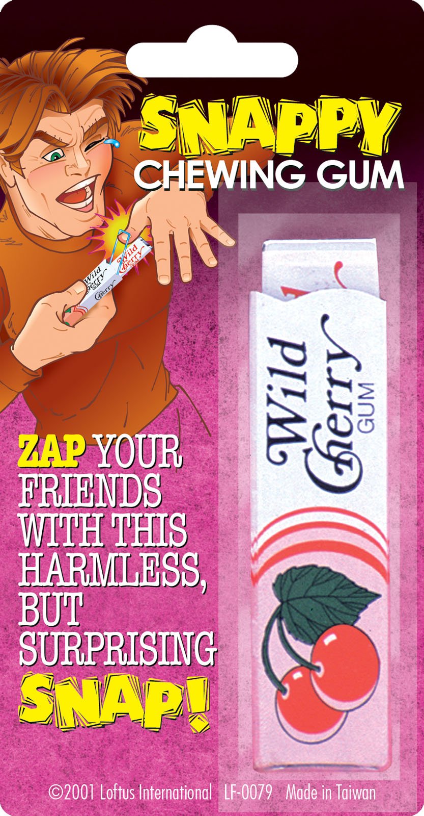 Loftus International Snapping Realistic Chewing Gum Package, 3.75" - Joker Funny Prank, Pink