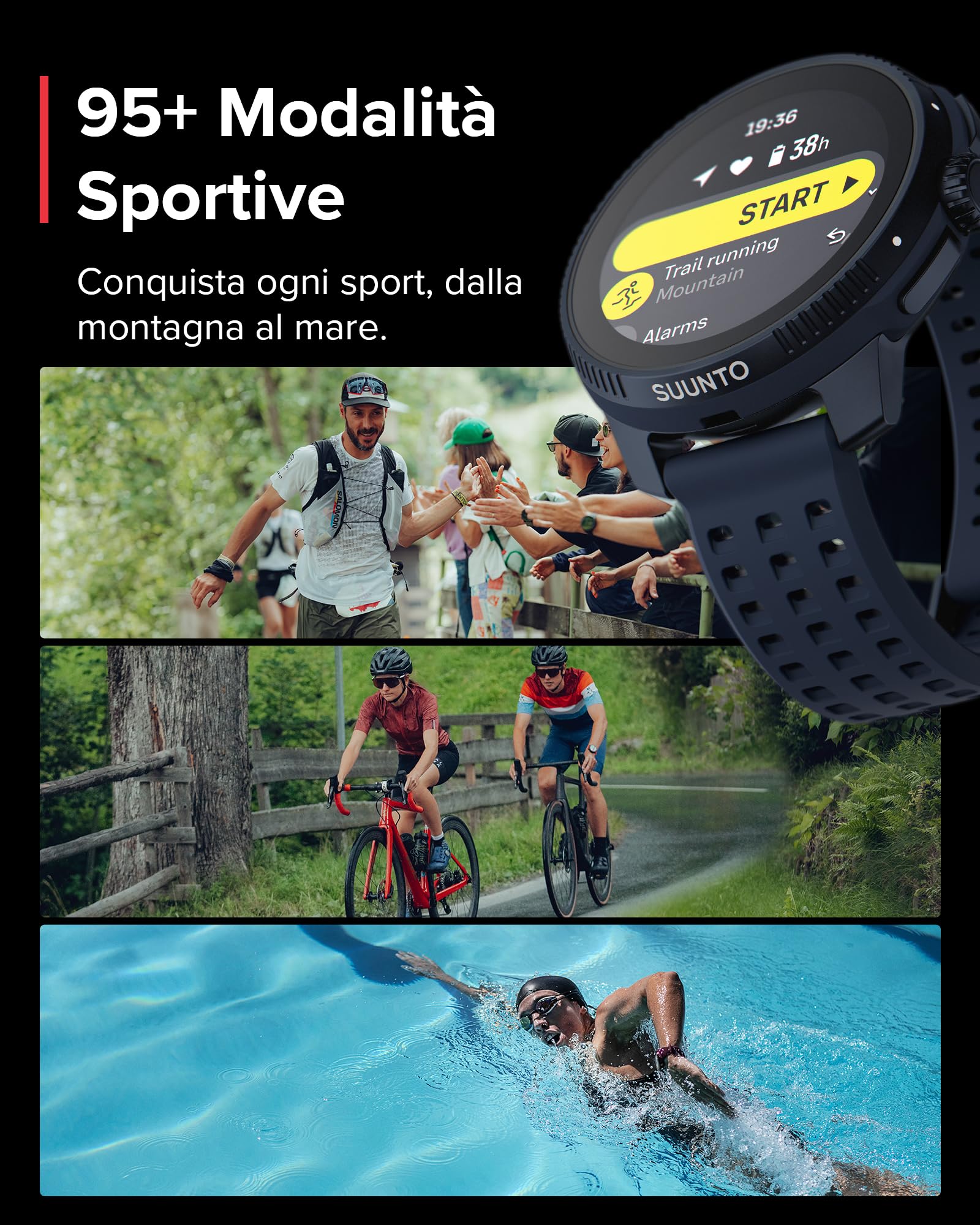SUUNTO Race Orologio Sportivo Digitale Uomo, GPS Running Activity Tracker, Bi-Band GNSS, Offline Map, AMOLED Touch Schermo, Smartwatch Cardiofrequenzimetro Altimetro, 95+ Sports, Autonomia 26 Giorni