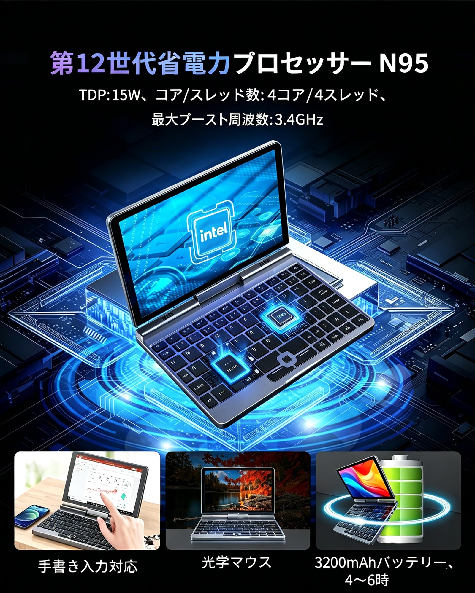 Amazon.co.jp: 8インチ ミニノートパソコン 日本語キーボード・日本語