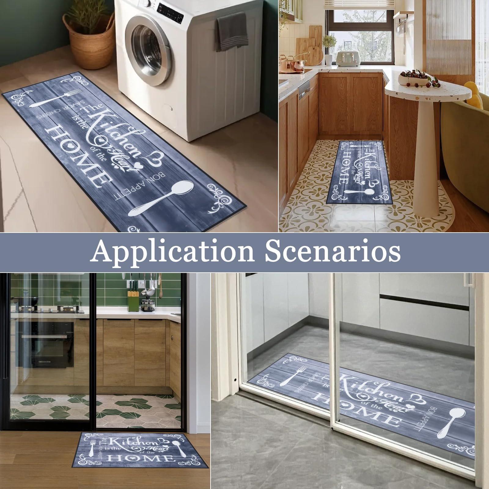 Tapis de Cuisine Boho 2 pièces, Lavable, Antidérapant pour Sol