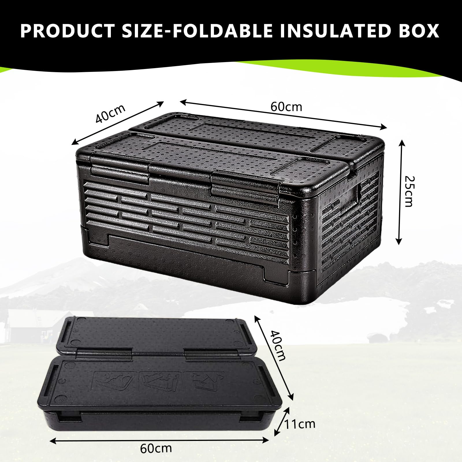 Caja de poliestireno plegable grande, caja térmica de poliestireno con tapa integrada, nevera multifuncional para camping, pícnics, transporte de alimentos