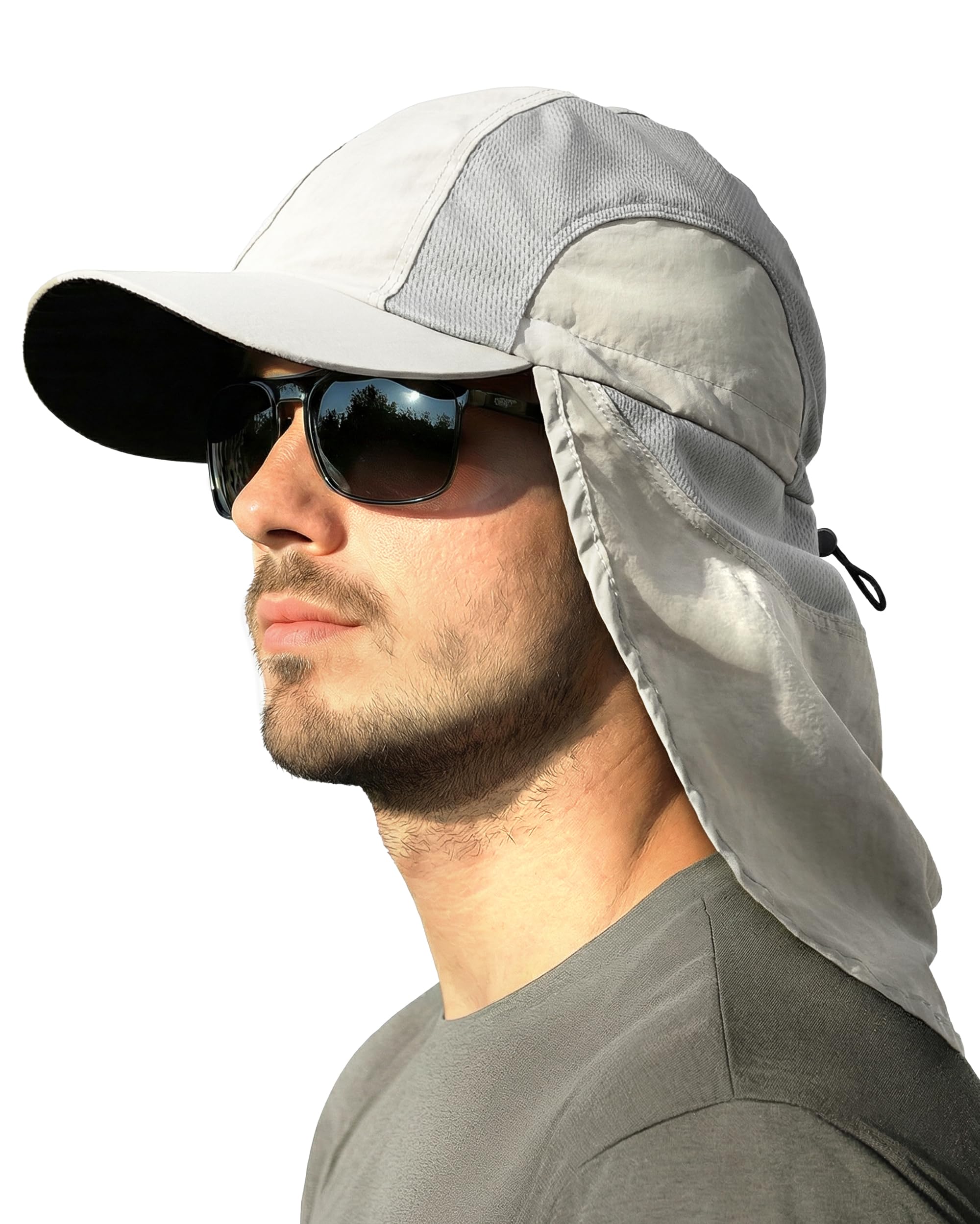 Mens Sun Hat with Breathable Mesh Sun Hats for Men Sun Protection Fishing Hat with Neck Flap for Hiking Cycling