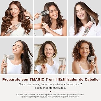 7MAGIC 7 in 1 Hair Styler,Diffuser Straightener Brush,Automatic Hairstyle