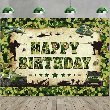 Camouflage Happy Birthday Backdrop 7x5FT Camo Birthday Party Decoration Background for Photography Soldier Theme Birthday Party Decorations Supplies Photo Props