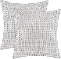 Vista 14 de PHF Fundas de almohada con tejido de gofre de 24" x 24", paquete de 2, funda de almohada cuadrada 100% algodón para decoración de ropa de cama, sin