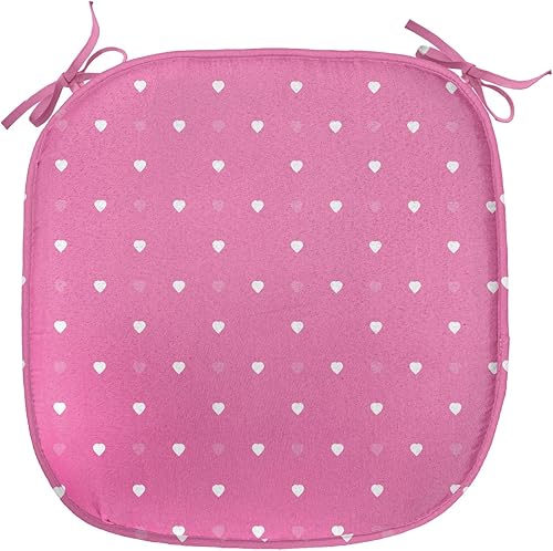 Lunarable Cojín de asiento para silla del día de San Valentín, patrón de corazones pequeños, pareja romántica, tema de coqueteo, simple,