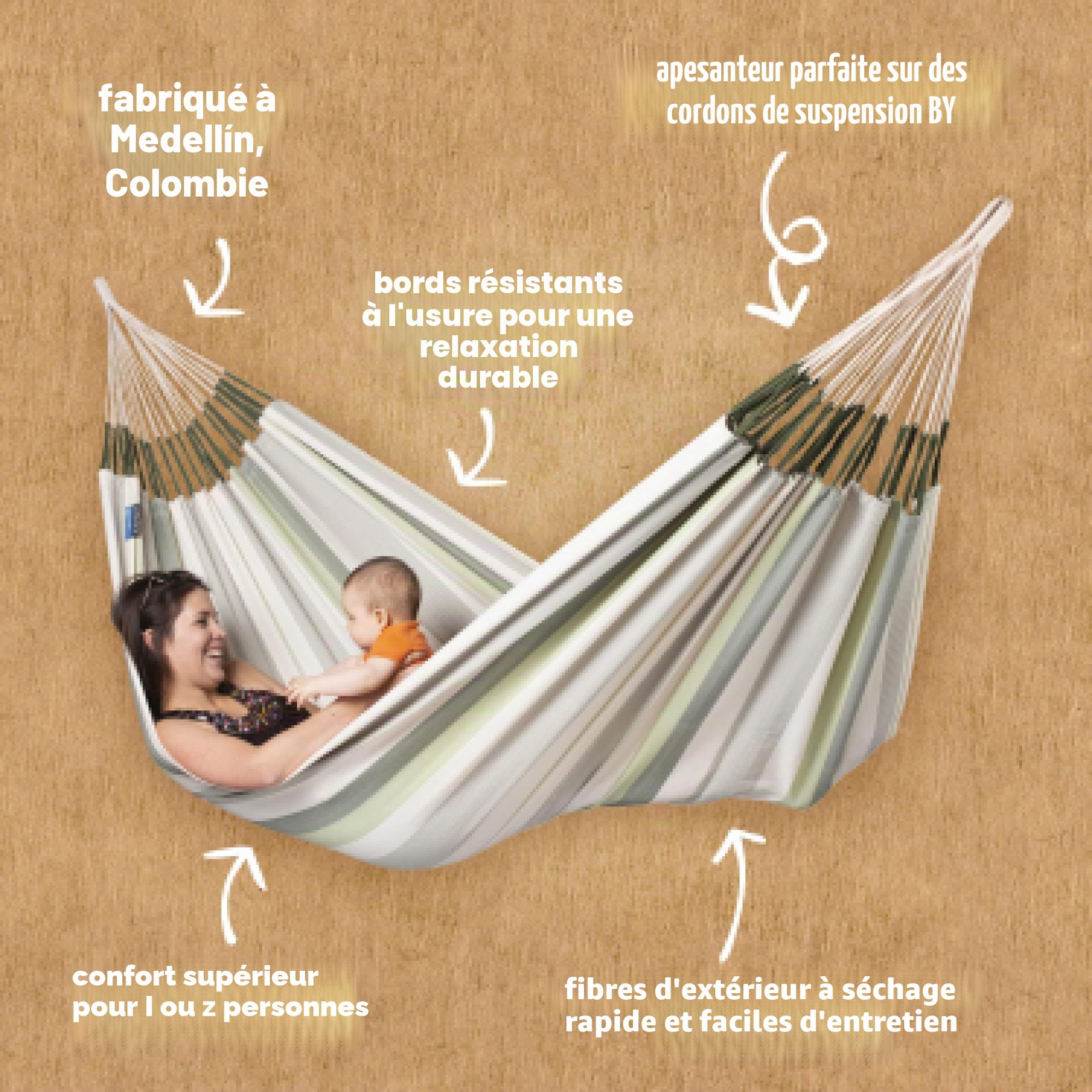 La Siesta Brisa Cedar Classic Hamac - Détente en Plein Air Résistant, Intempéries Hamac Double, Relaxation Authentique et Confortable