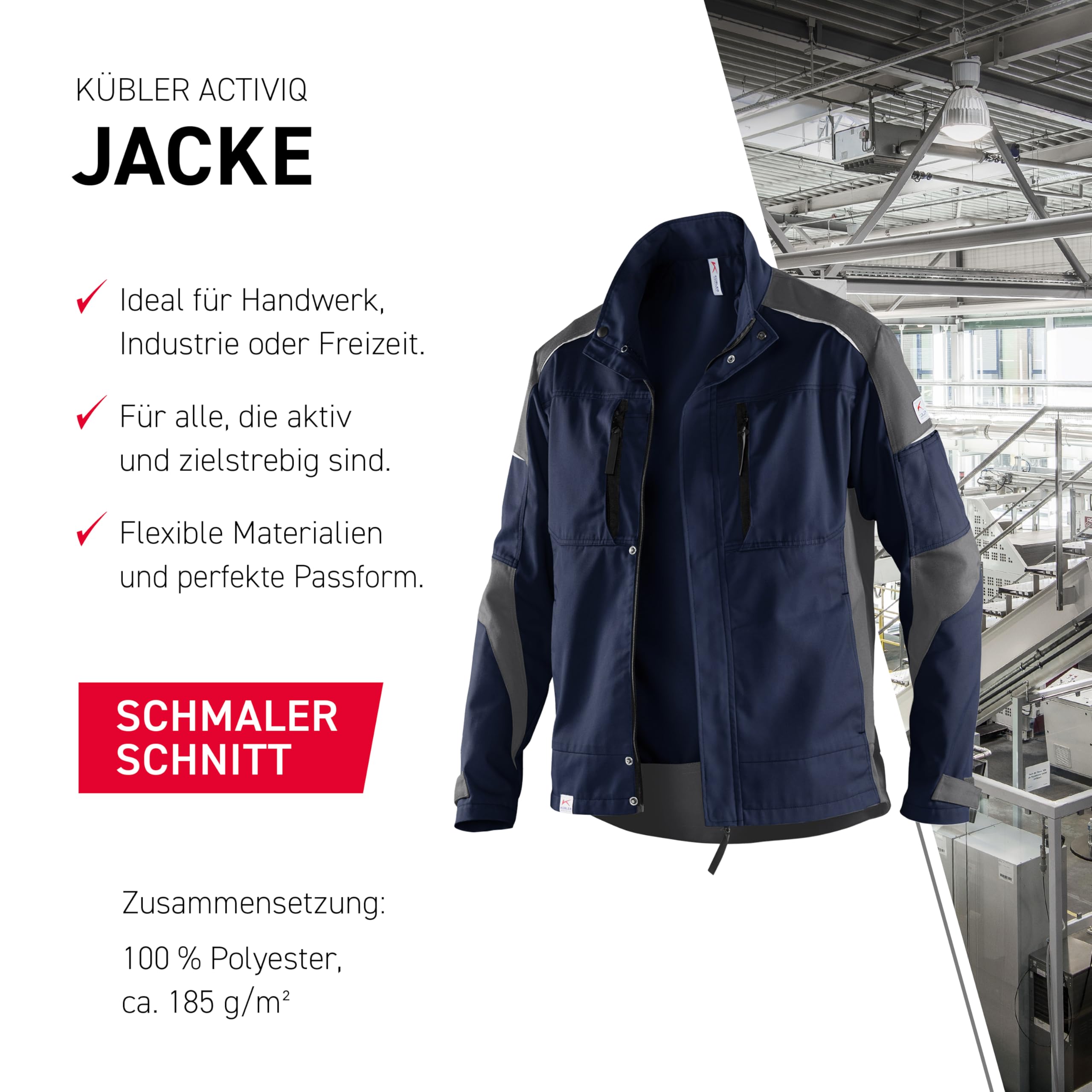Kübler 12505365-4897-M Classiq Activiq - Chaqueta de trabajo (talla M), color azul oscuro y gris