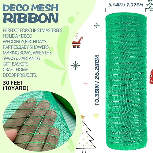 Miniatura 8 de Anivia Deco Cinta de malla, 10 pulgadas x 30 pies cada rollo de cinta de malla metálica para coronas, guirnaldas, adornos y decoración de árbol de