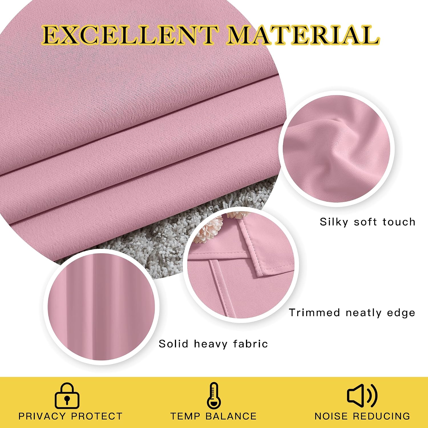 NICETOWN Room Darkening Curtain Panels - (52 inches W x 120 inches L, Crystal Pink, 2 Panels) Toddler Boy Bedroom Drapes with Grommet Top, Energy Smart Window Treatment Curtains image 4