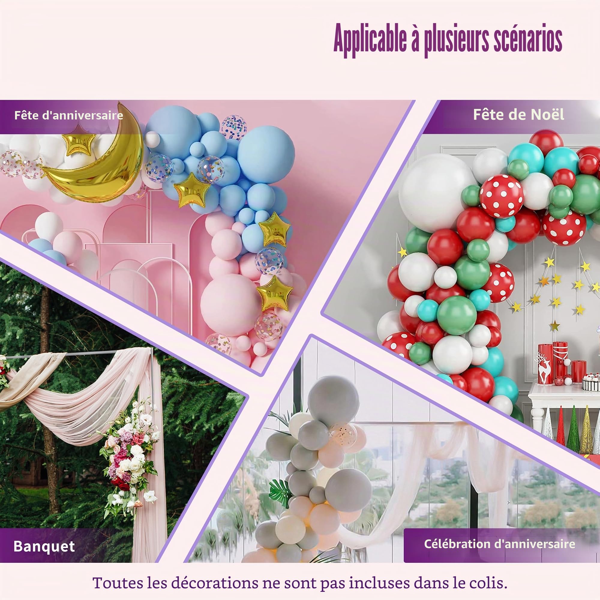 Arche de mariage 3 x 6 m - Support de fond robuste avec bases lestées en acier inoxydable pour fête de mariage, studio photo, jardin