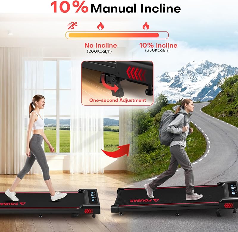 Walking Pad with 10% Incline Treadmills for Home, 4 in 1 6.2MPH Walking Pad Under Desk Treadmill with Full Screen LED Display, 2.75HP Brushless Drive, 12 HIIT Programs, 350 LBS Weight Capacity image 4