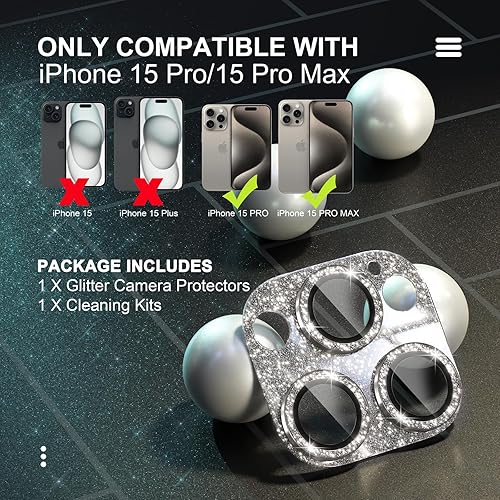 Miniatura 2 de Choiche Compatible con iPhone 15 ProiPhone 15 Pro Max, protector de lente de cámara brillante con lente de vidrio templado 9H, accesorios de