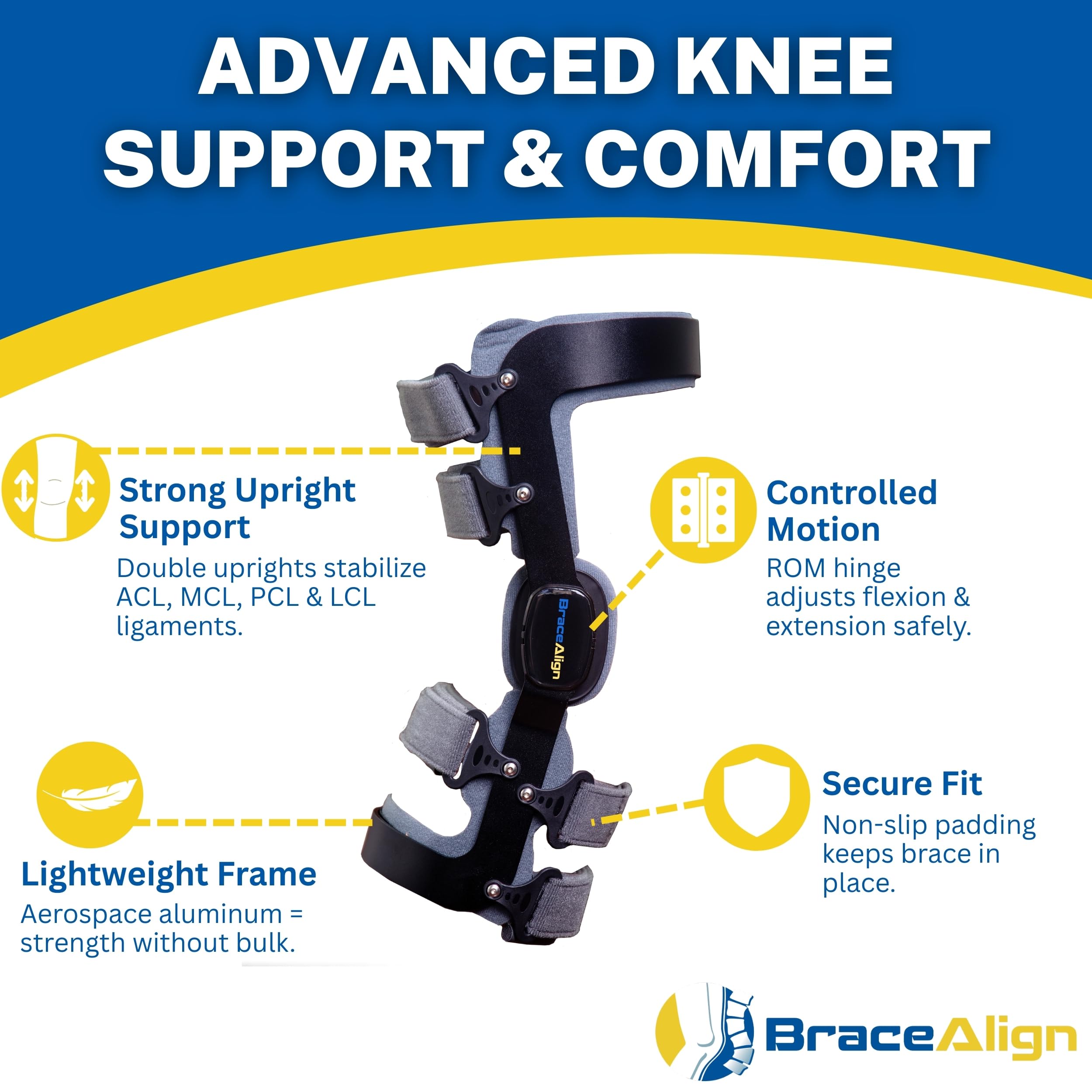 Amazon.com: Brace Align Apex ACL Stabilizer Knee Brace - Double