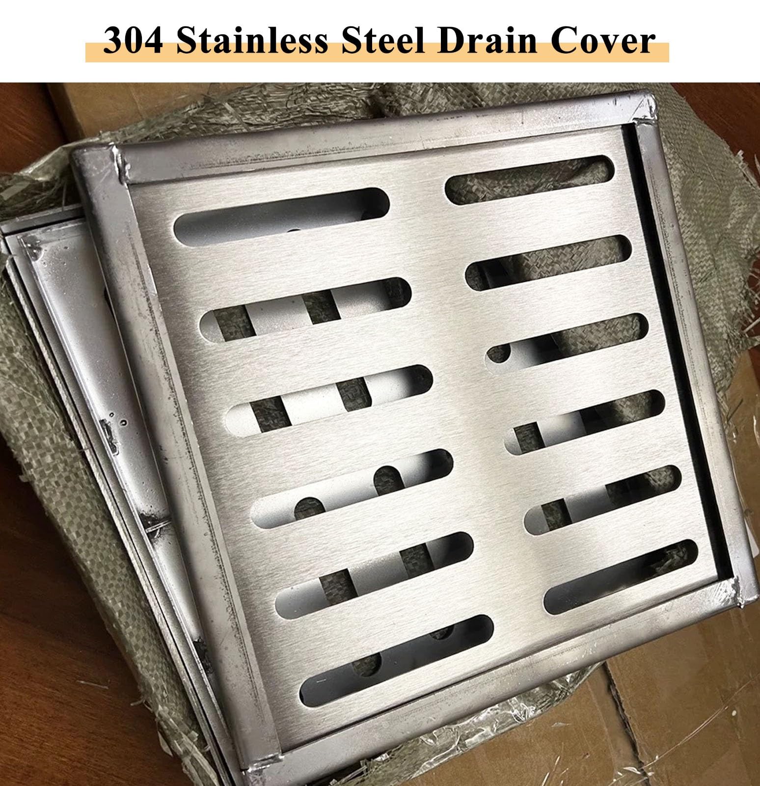 Grille De Vidange Acier Inoxydable Carrée - Cadre Inclus, Antirouille, Antidérapante, Pour Allée, Terrasse, Piscine (200x200 Ou 300x300 Mm)