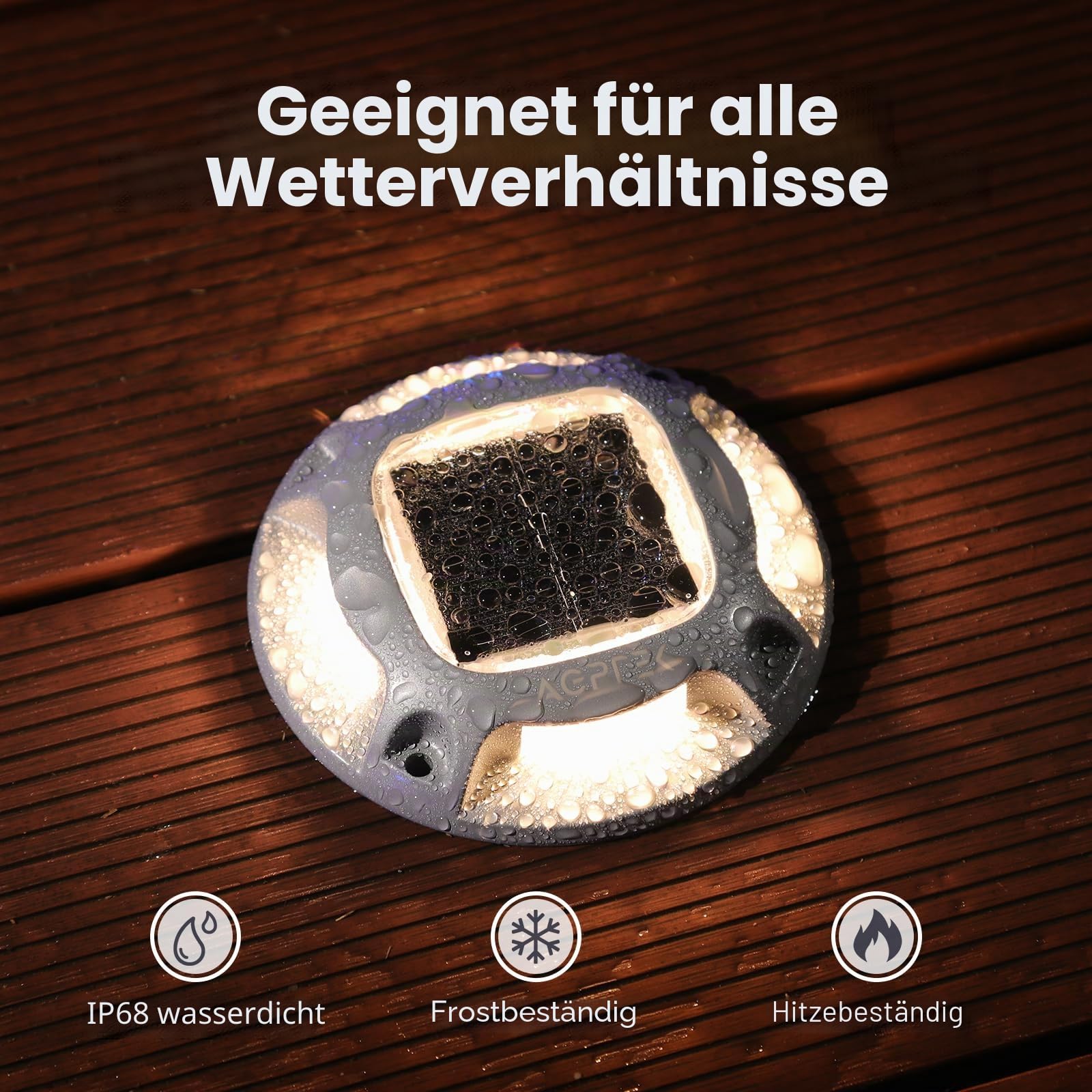 AGPTEK 8 Stück Solar Bodenleuchten Aussen 2 Farbmodi IP68 Wasserdicht | Solar Deck Lights Aluminium Boden Solarleuchten Solarlampen für Garten Deck Treppen Stufen, Warmweiß und Kaltweiß