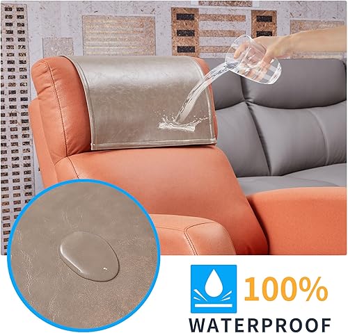 Miniatura 2 de Protector de reposacabezas reclinable antideslizante, fundas lavables de piel sintética para reposacabezas para silla reclinable, fundas