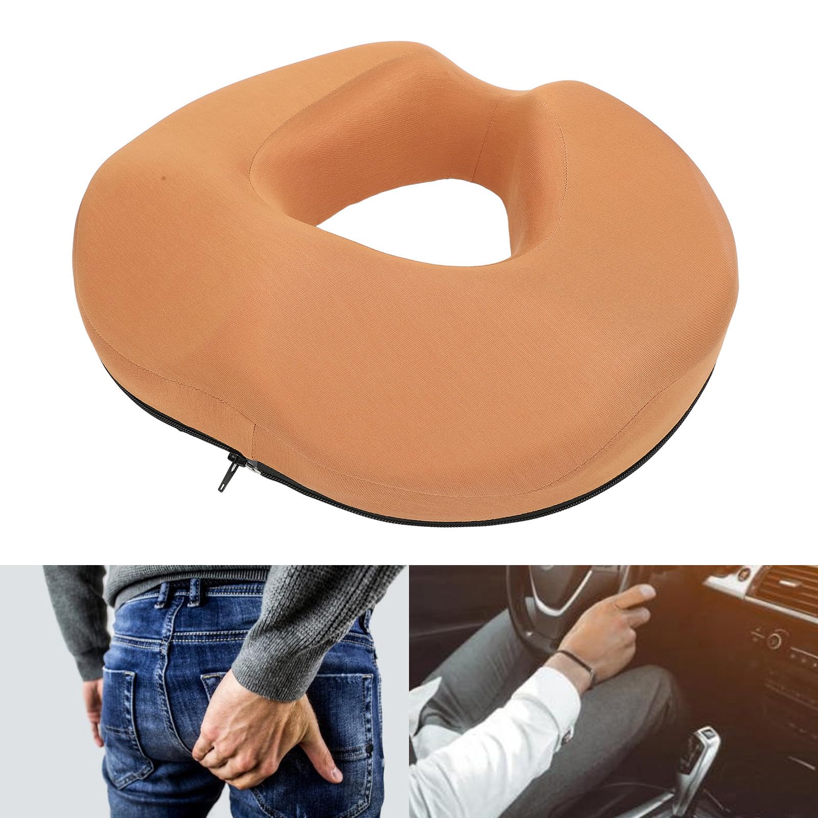 Cuscino a Ciambella Cuscino Comfort Traspirante per Migliorare la Postura Seduta per Uso Domestico in Ufficio, Materiali in Lattice + Nylon (Arancia)