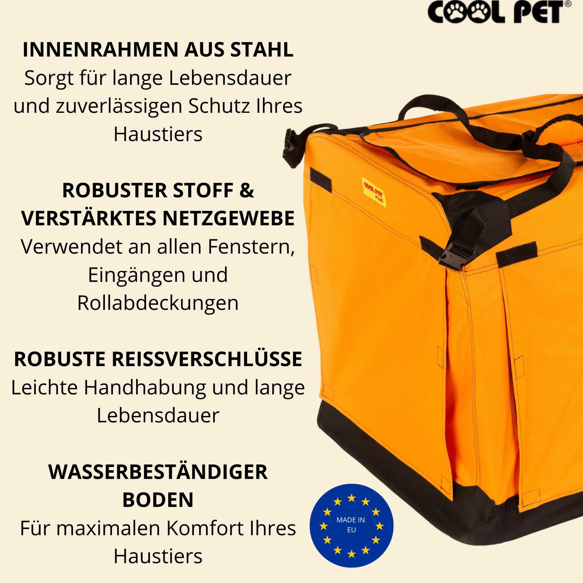 COOL PET Cage pour chien XL 82 x 59 x 59 cm, boîte de voyage (orange)