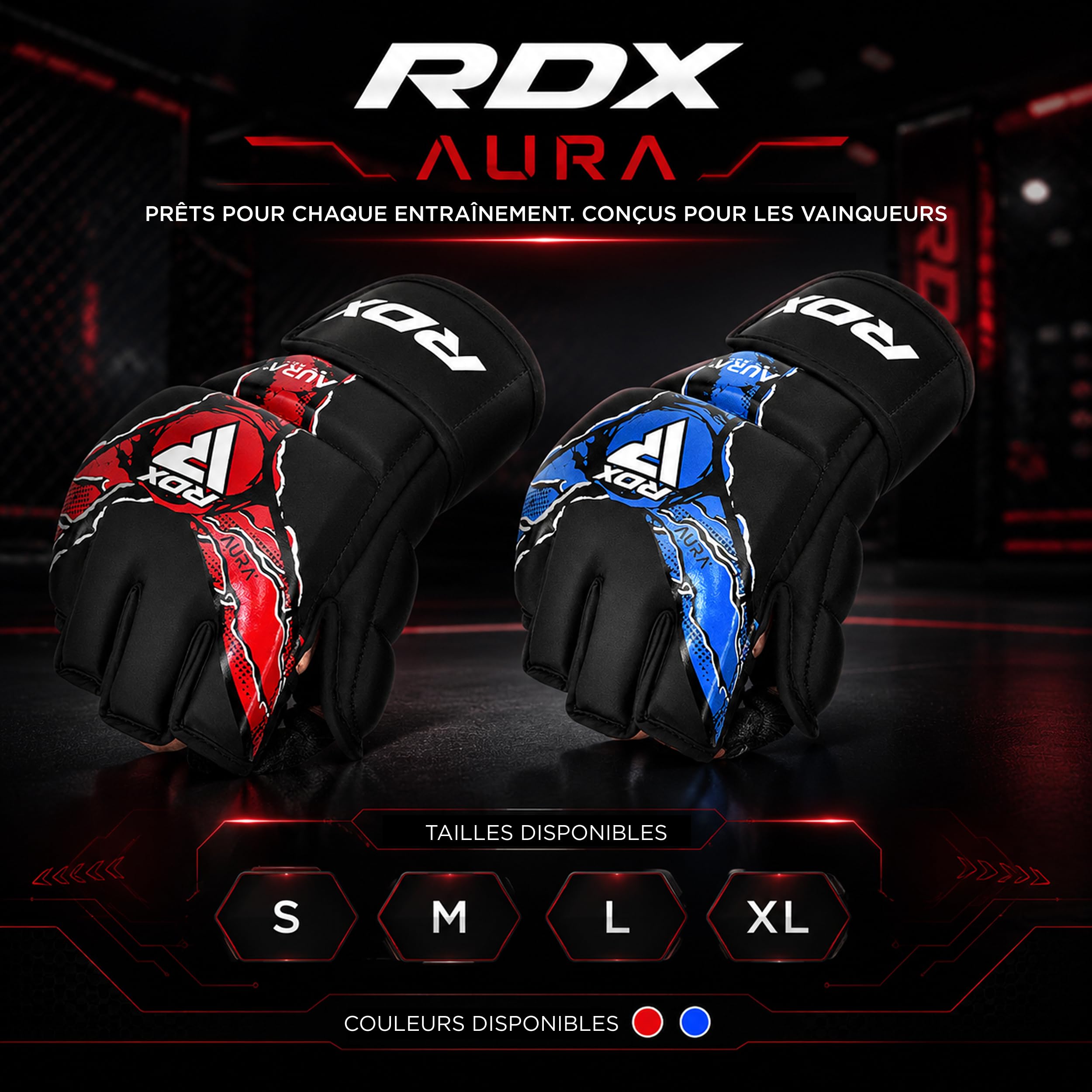 RDX Grappling Gloves Aura Plus F-17, Gants MMA RDX avec Protection renforcée du Pouce, Gants de Sparring MMA pour entraînement et Sparring, Gants MMA en Cuir synthétique pour Hommes et Femmes