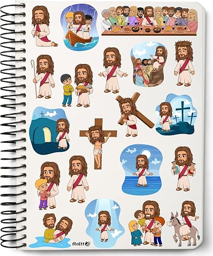 Miniatura 3 de McEtt Hojas de calcomanías de Jesús, lindas calcomanías de historia bíblica de Jesús para niños, adolescentes y estudiantes, paquete de 5 hojas (100