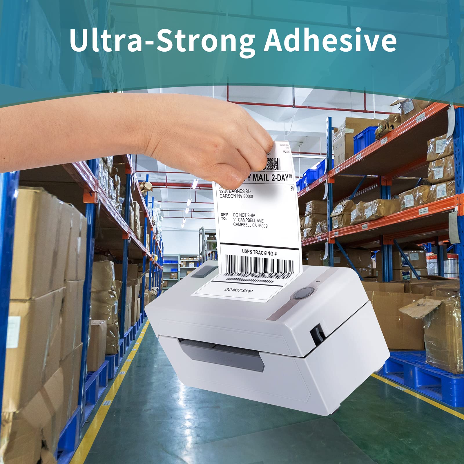 Fimax 4 x 6 Fan-fold Direct Thermal Labels, Total 1000pcs (2 Stacks x 500 Labels) pulgadas DHL Dispositivos de etiquetado extra grandes Etiquetas térmicas