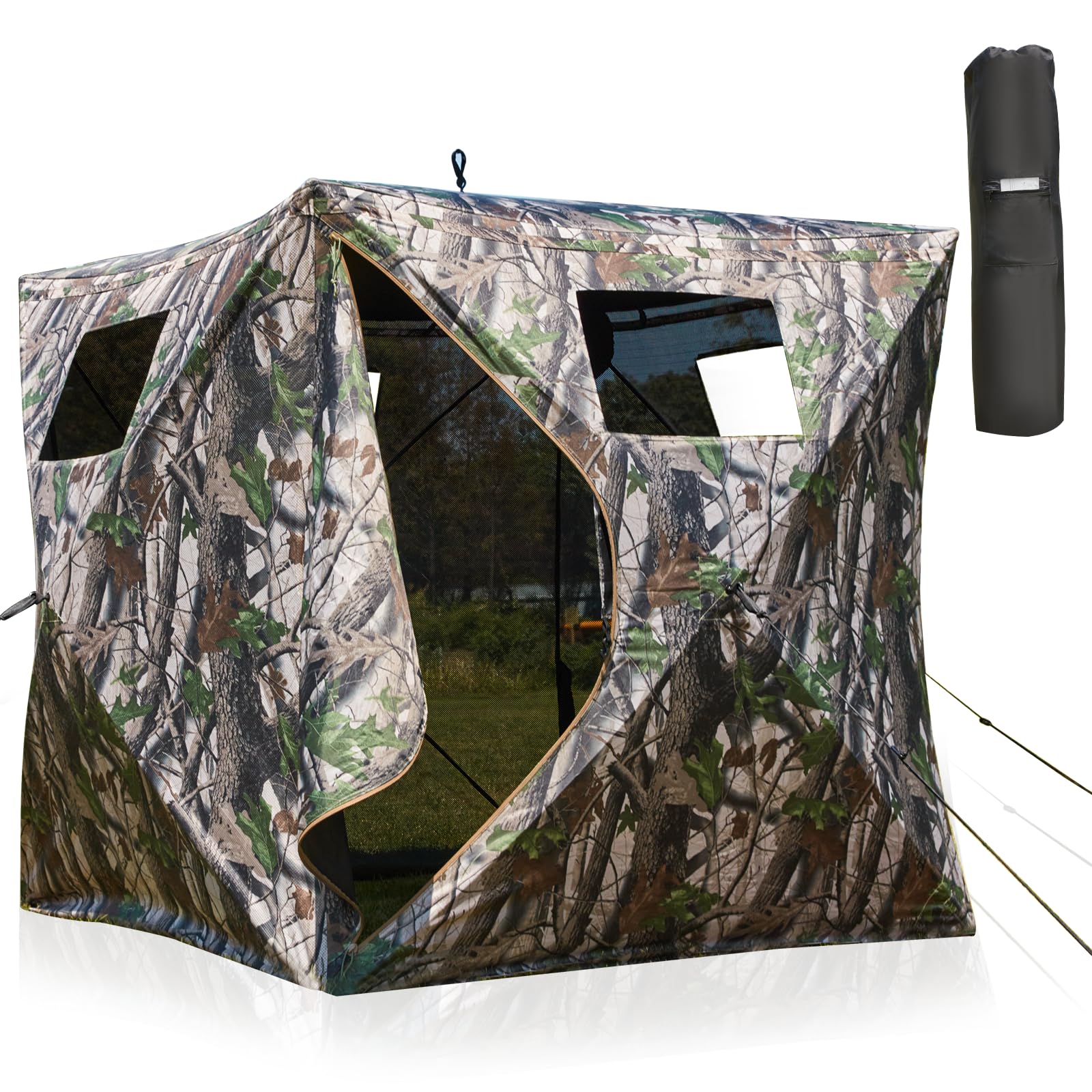 YOLENY See-Through Hunting Blind, Portable Pop Up Ground Blind with Carrying Bag - Resilient Tent, Zip Door & Silent Windows for Deer & Turkey Hunting