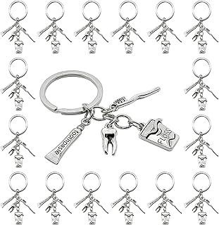 20PCS Toothbrush Toothpaste Keychain Tooth Shape Keyring Dentist Keychain Dental Hygienist Gift Dental Student Gift Dentist Graduation Gifts Christmas Birthday Gifts