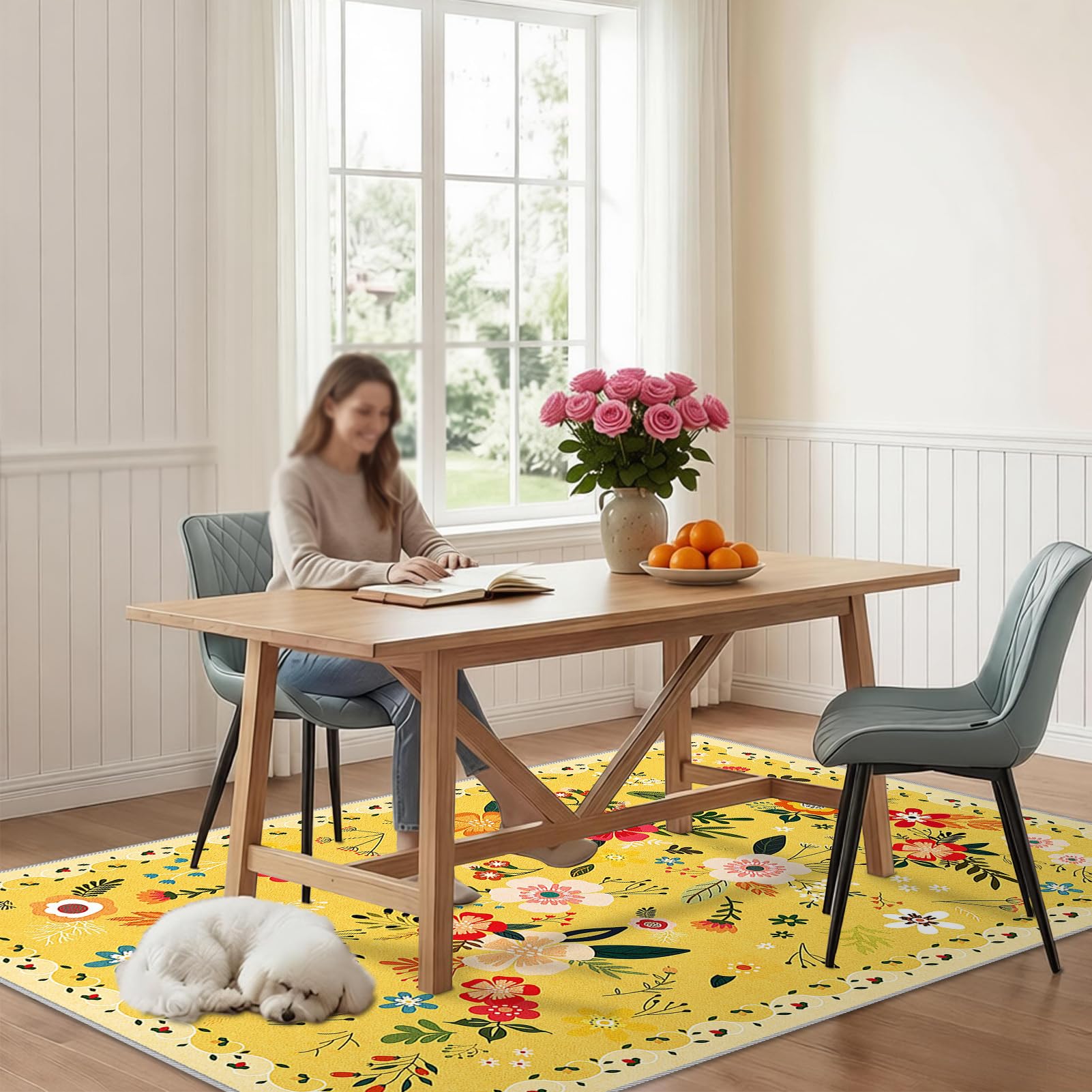 Nowoczesny dywan do salonu, nadający się do prania, dywan z krótkim włosiem, 80 x 100 cm, dywan do sypialni, kuchni, biura, do użytku na zewnątrz, do jadalni, antypoślizgowy, duży, do salonu