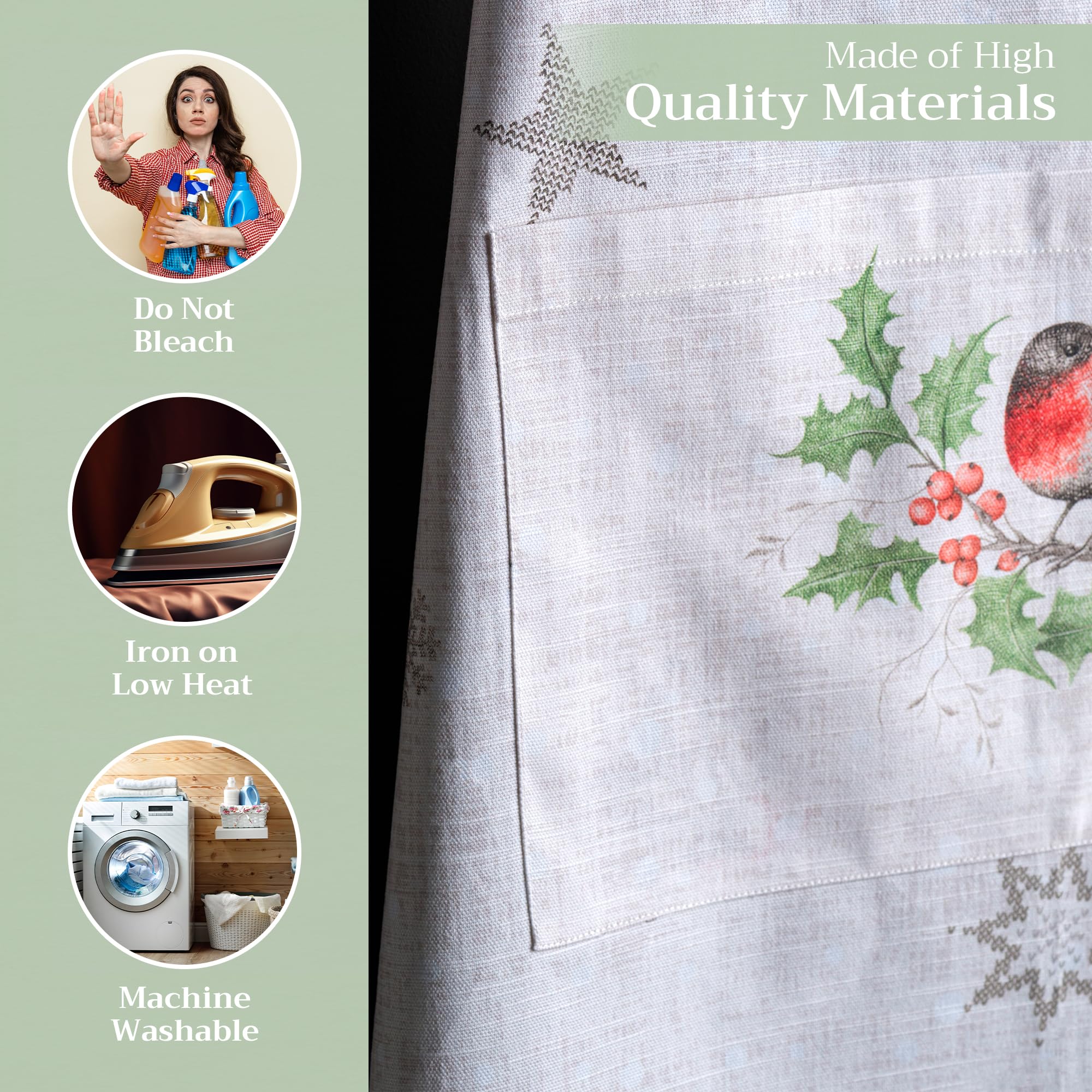 Maison d'Hermine Equinoxe Delantal 100% algodón con cuello ajustable y bolsillo central oculto, 69,8 x 80 cm