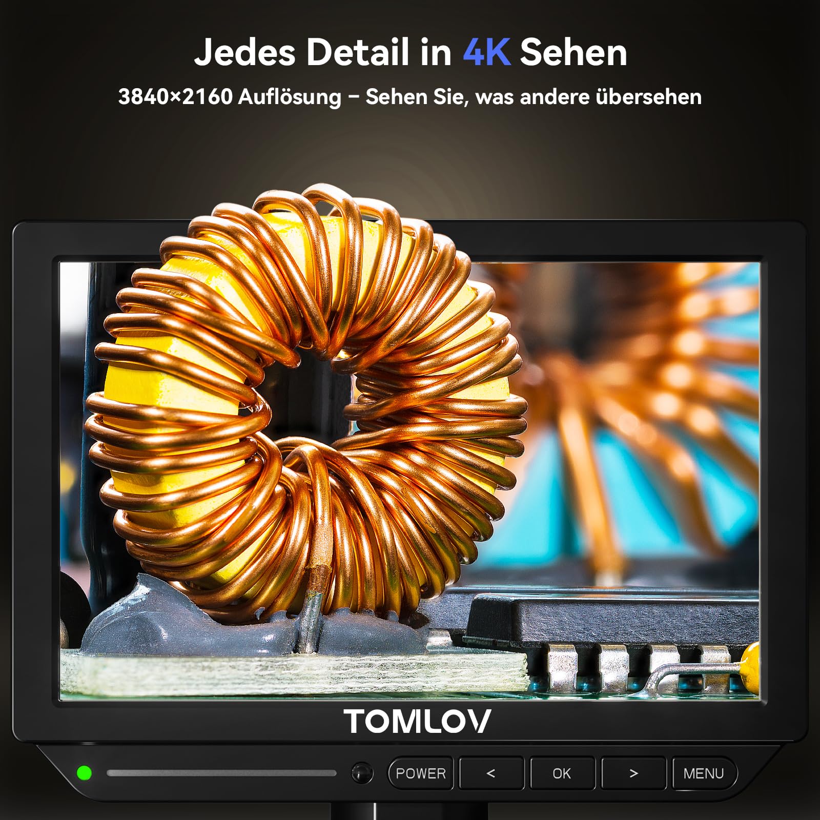 TOMLOV TM4K-AF Flex 4K Autofokus Digitales Mikroskop HDMI, 8" IPS Münzen Vergrößerung 2000X, 52MP Mikroskopkamera für Löten, mit Flex Arm, Multifunktionale Lötmatte, Seitenlichter, 64GB-Karte
