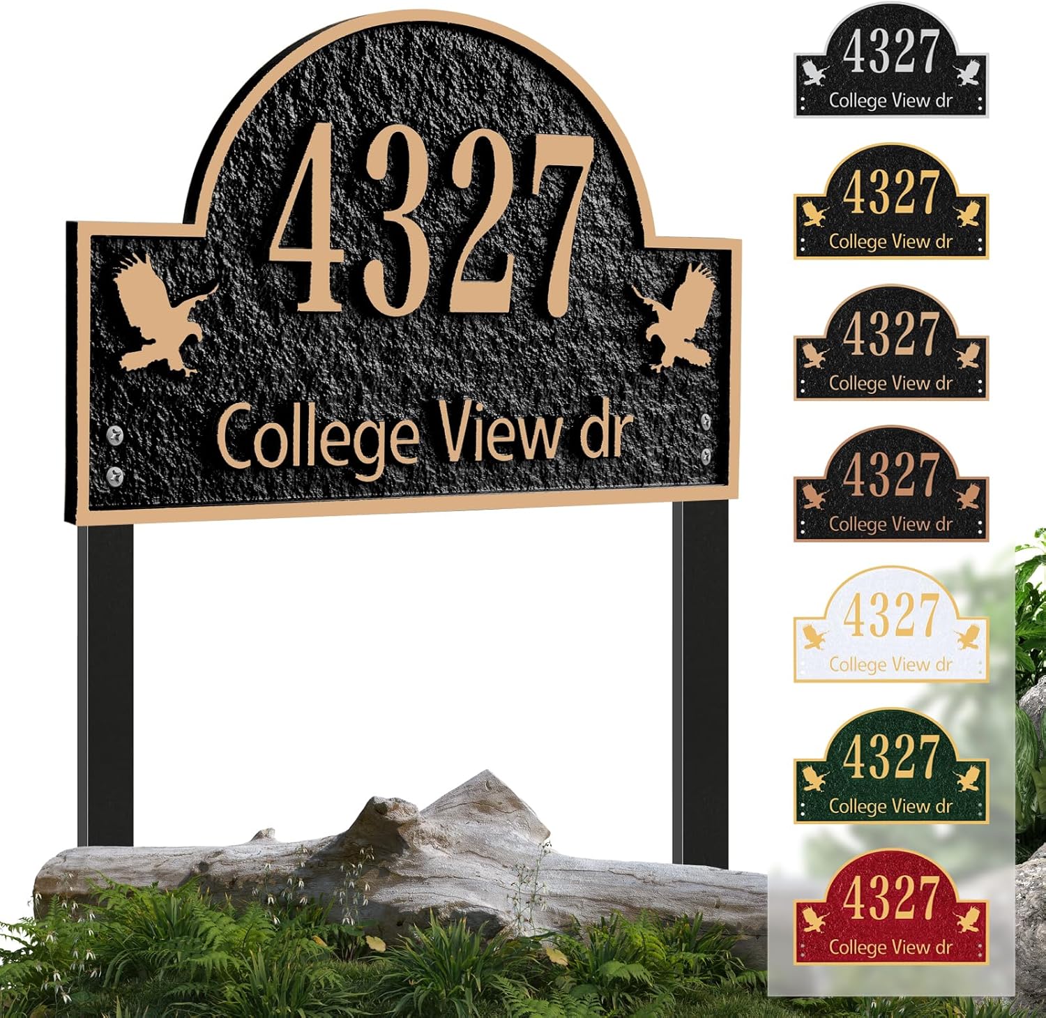 Lawn Address Plaque - Personalized House Number Sign,Address Numbers for House Yard Garden Large Option with Stakes,Style 5