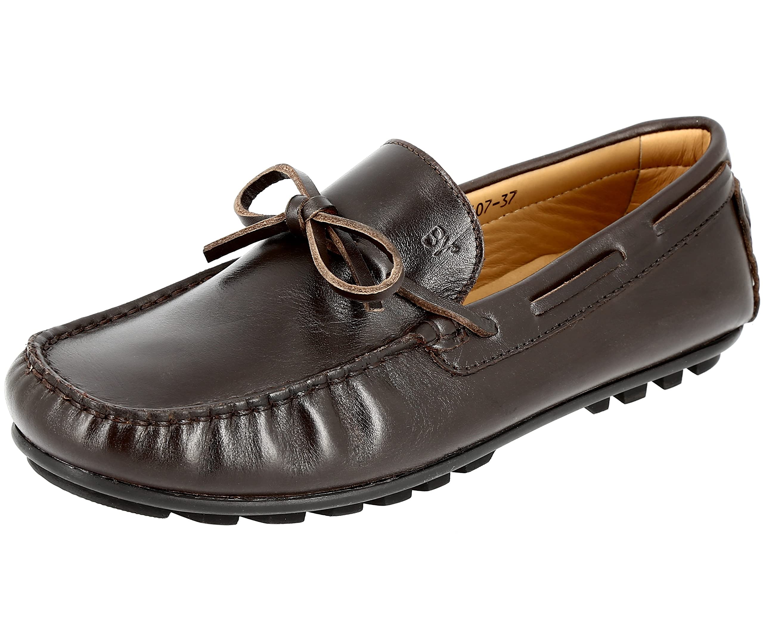Mocassin garçon en Cuir Véritable Marron 607