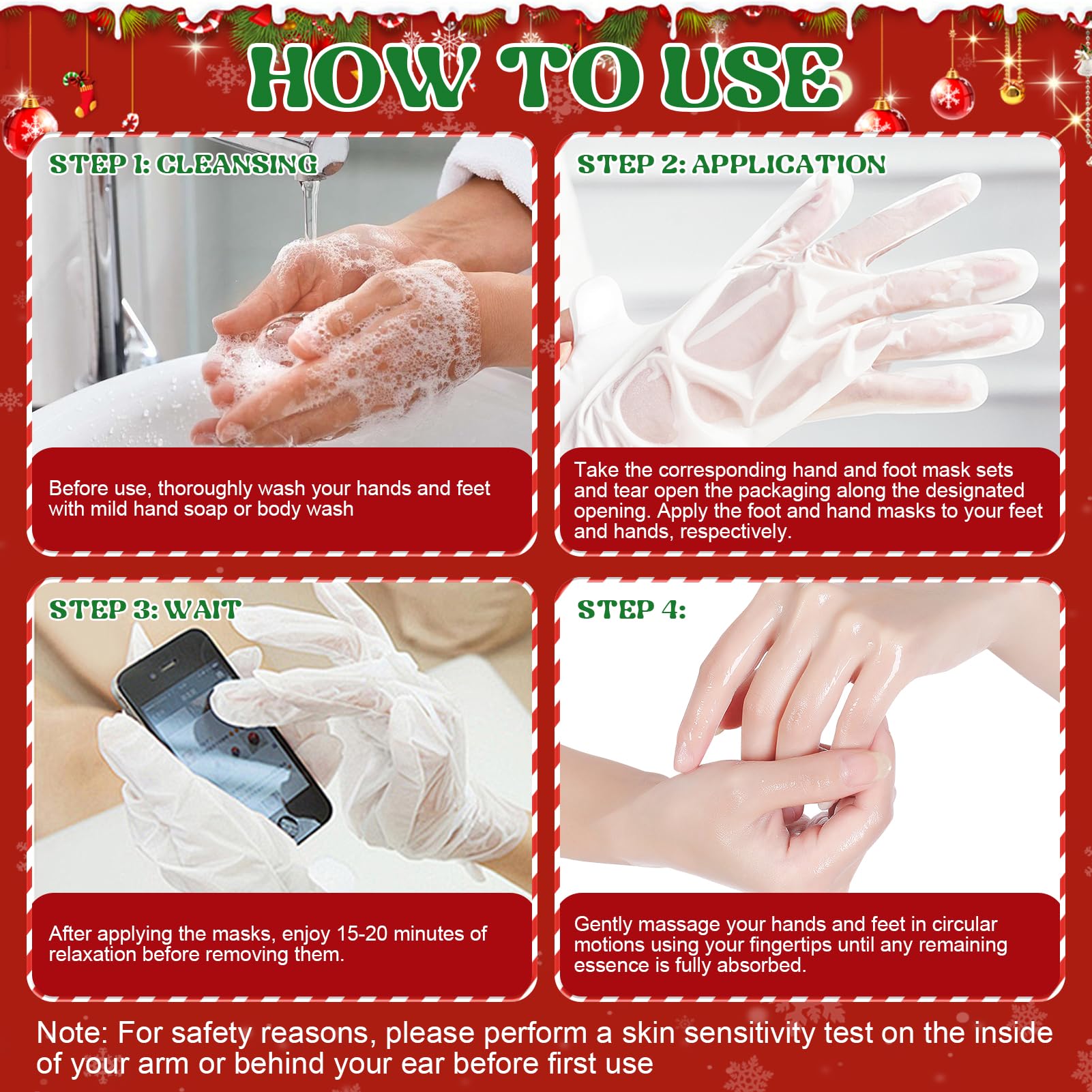 Noël Masque Pieds, 3 Paires Masque Pieds Peeling Exfoliant, 3 Paires Soins des Mains et des Pieds, masque Pieds Très Secs et Abîmés pour Rendre la Peau Plus Lisse