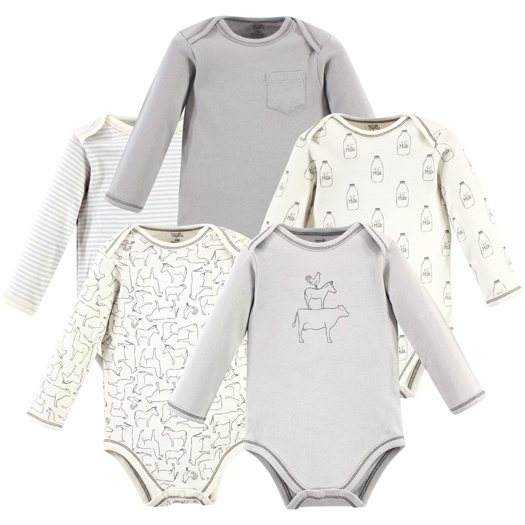 Touched by Nature Unisex Baby Organic Cotton Long-Sleeve Bodysuits