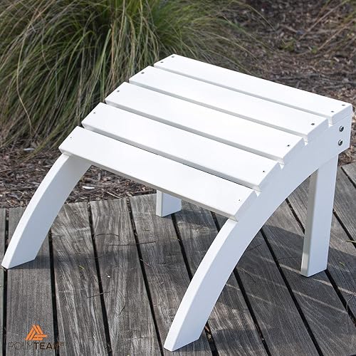 Miniatura 6 de PolyTEAK Otomana para exteriores, aspecto de madera real, taburete Adirondack para patio al aire libre para todo tipo de clima, reposapiés para